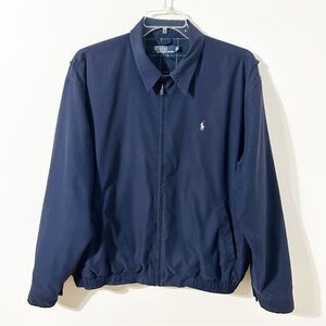 Ralph Lauren Polo Vintage 90s Men’s Harrington Zip-Up Jacket Navy Blue Size XL